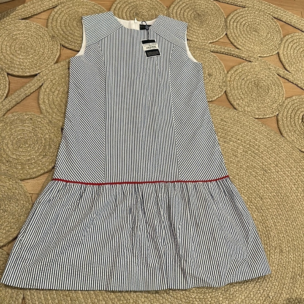 Oscar de la Renta girls navy striped dress nautical 14Y